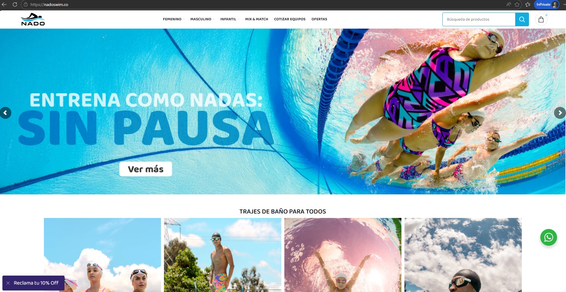 Vista del ecommerce Nado Swim